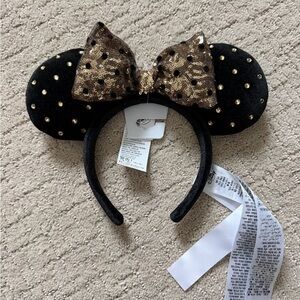 Disney Black and Gold Minnie Mouse Ears Headband